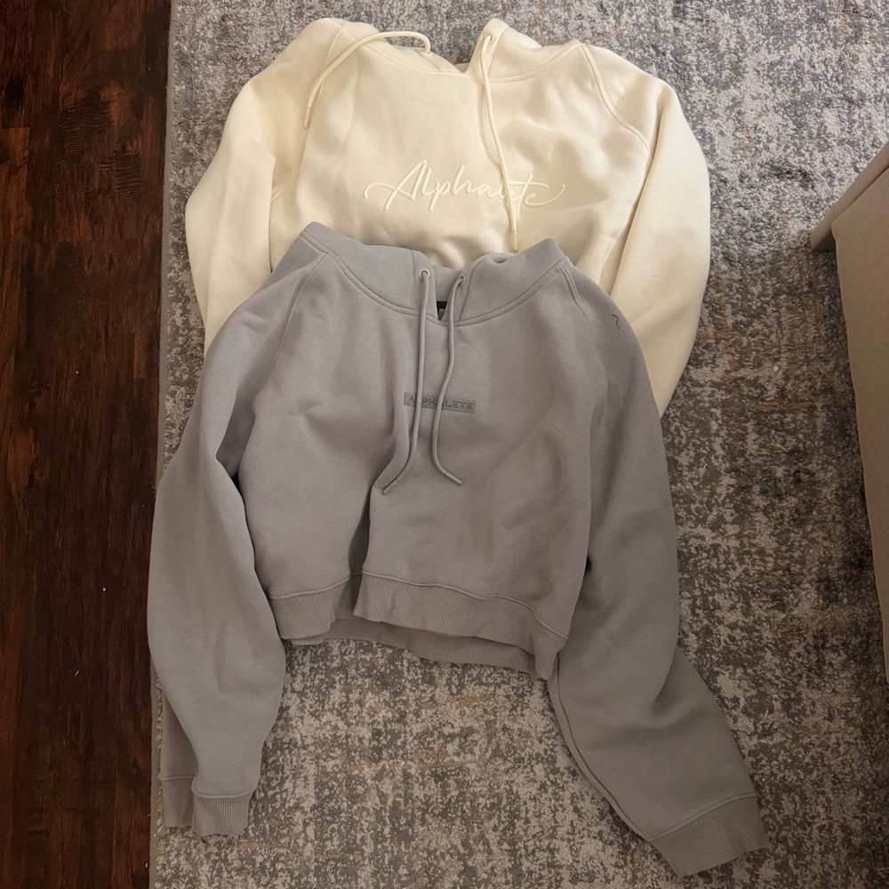 Alphalete Gray and Cream Hoodies